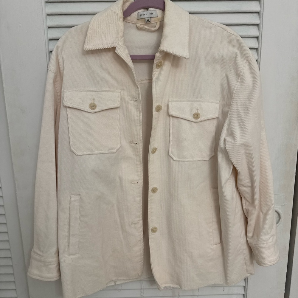 Gianni Bini Cream Corduroy Oversized Shirt Jacket